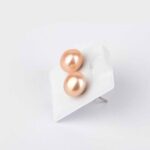 Perle aprikot | Süßwasser Ø ca. 8 mm Kugel Ohrstecker Paar versilbert Edelsteine Heilsteine bei Wunderstein24