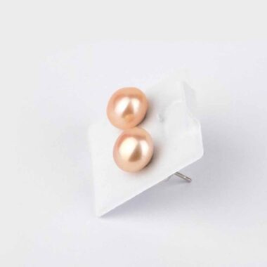Perle aprikot | Süßwasser Ø ca. 8 mm Kugel Ohrstecker Paar versilbert Edelsteine Heilsteine bei Wunderstein24