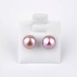 Perle aprikot | Süßwasser Ø ca. 8 mm Kugel Ohrstecker Paar versilbert Edelsteine Heilsteine bei Wunderstein24