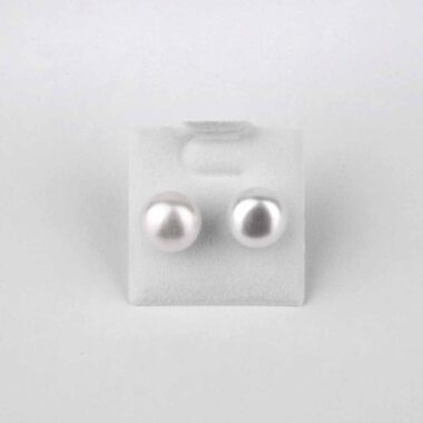 Perle weiß | Süßwasser Ø ca. 8 mm Kugel Ohrstecker Paar versilbert Edelsteine Heilsteine bei Wunderstein24