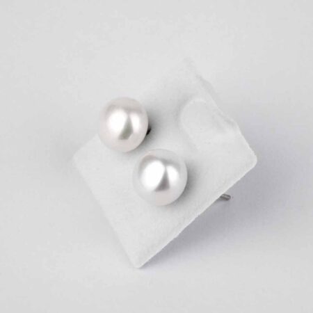 Perle weiß | Süßwasser Ø ca. 8 mm Kugel Ohrstecker Paar versilbert Edelsteine Heilsteine bei Wunderstein24