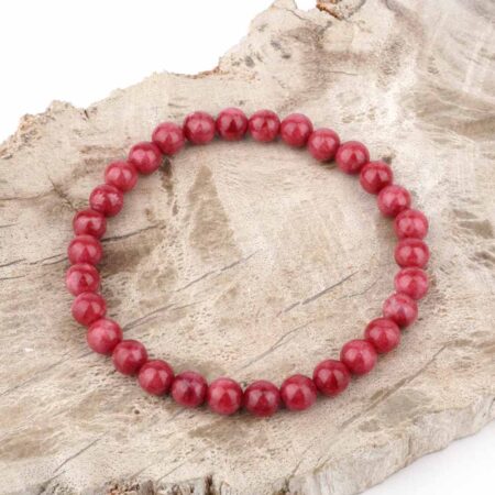 Thulit Ø 6 mm Kugel | Perlen Armband flexibel und dehnbar Edelsteine Heilsteine bei Wunderstein24