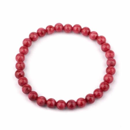 Thulit Ø 6 mm Kugel | Perlen Armband flexibel und dehnbar Edelsteine Heilsteine bei Wunderstein24