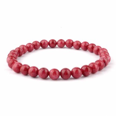 Thulit Ø 6 mm Kugel | Perlen Armband flexibel und dehnbar Edelsteine Heilsteine bei Wunderstein24