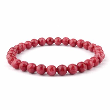 Thulit Ø 6 mm Kugel | Perlen Armband flexibel und dehnbar Edelsteine Heilsteine bei Wunderstein24