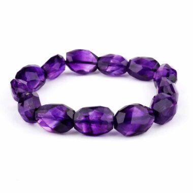 Selected Edition – Amethyst facettiertes Ø 15 x 11 mm Edelstein Armband flexibel Edelsteine Heilsteine bei Wunderstein24