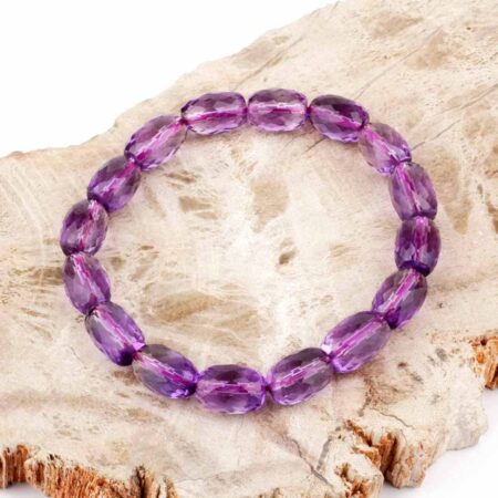 Selected Edition – Amethyst facettiertes Ø 13 x 8,5 mm Edelstein Armband flexibel Edelsteine Heilsteine bei Wunderstein24