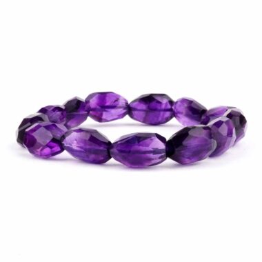 Selected Edition – Amethyst facettiertes Ø 15 x 11 mm Edelstein Armband flexibel Edelsteine Heilsteine bei Wunderstein24