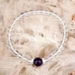 Selected Edition – Ø 9 mm Amethyst Perle & Ø 6 mm Bergkristall & 925 Sterling-Silber Armband Edelsteine Heilsteine bei Wunderstein24