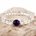 Selected Edition – Ø 11,5 mm Amethyst Perlen & Ø 8 mm Bergkristall & 925 Sterling-Silber Armband Edelsteine Heilsteine bei Wunderstein24