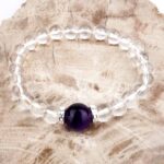 Selected Edition – Ø 11,5 mm Amethyst Perle & Ø 8 mm Bergkristall & 925 Sterling-Silber Armband Edelsteine Heilsteine bei Wunderstein24