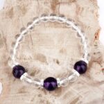 Selected Edition – Ø 11,5 mm Amethyst Perlen & Ø 8 mm Bergkristall & 925 Sterling-Silber Armband Edelsteine Heilsteine bei Wunderstein24