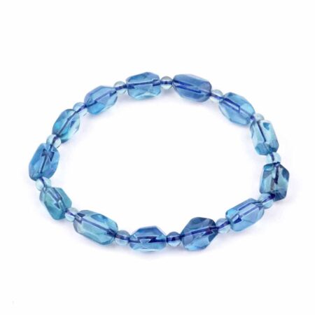 Selected Edition – Aquamarin facettiertes Ø 11 x 7,5 mm Edelstein Armband flexibel Edelsteine Heilsteine bei Wunderstein24