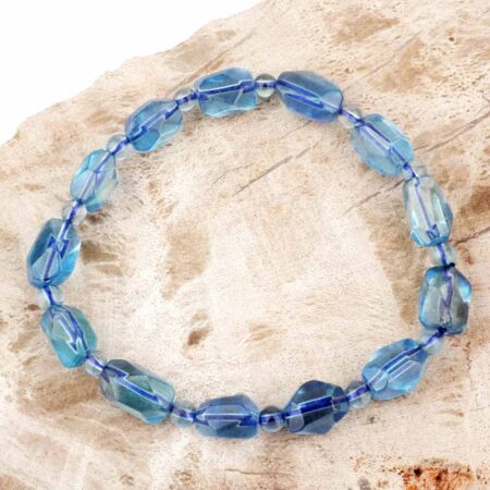Selected Edition – Aquamarin facettiertes Ø 11 x 7,5 mm Edelstein Armband flexibel Edelsteine Heilsteine bei Wunderstein24