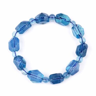 Selected Edition – Aquamarin facettiertes Ø 15 x 11 mm Edelstein Armband flexibel Edelsteine Heilsteine bei Wunderstein24