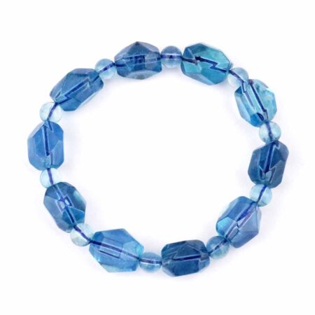Selected Edition – Aquamarin facettiertes Ø 15 x 11 mm Edelstein Armband flexibel Edelsteine Heilsteine bei Wunderstein24