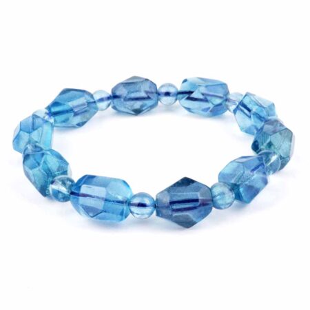 Selected Edition – Aquamarin facettiertes Ø 15 x 11 mm Edelstein Armband flexibel Edelsteine Heilsteine bei Wunderstein24