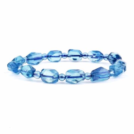 Selected Edition – Aquamarin facettiertes Ø 11 x 7,5 mm Edelstein Armband flexibel Edelsteine Heilsteine bei Wunderstein24