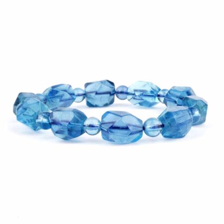 Selected Edition – Aquamarin facettiertes Ø 15 x 11 mm Edelstein Armband flexibel Edelsteine Heilsteine bei Wunderstein24