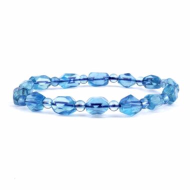 Selected Edition – Aquamarin facettiertes Ø 11 x 7,5 mm Edelstein Armband flexibel Edelsteine Heilsteine bei Wunderstein24