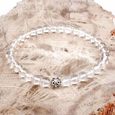 Selected Edition – Ø 6 mm 925 Sterling-Silber Perle & Ø 6 mm Bergkristall Armband Edelsteine Heilsteine bei Wunderstein24