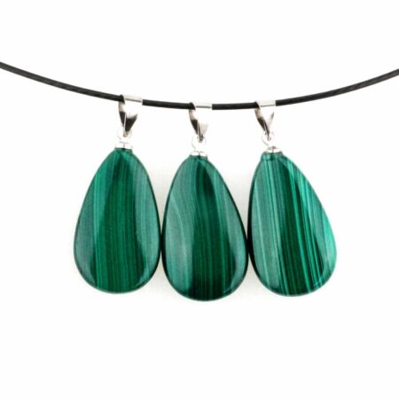 Malachit Cabochon Tropfen Anhänger mit versilberter Öse Edelsteine Heilsteine bei Wunderstein24