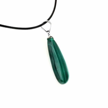 Malachit Cabochon Tropfen Anhänger mit versilberter Öse Edelsteine Heilsteine bei Wunderstein24
