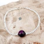 Selected Edition – Sugilith Perle Ø 10 mm & 925 Sterling-Silber Armband Edelsteine Heilsteine bei Wunderstein24