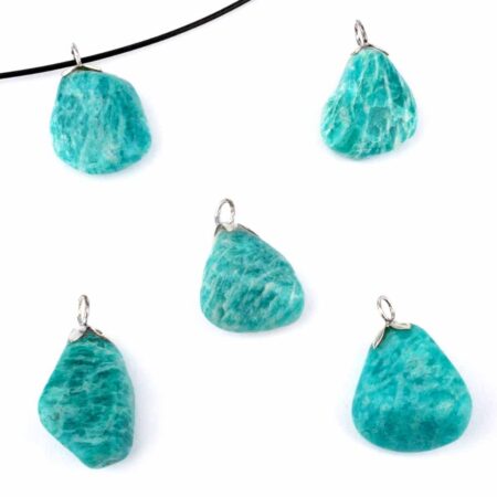 Amazonit Anhänger mit 925 Sterling-Silber Öse in bester Farbe Edelsteine Heilsteine bei Wunderstein24