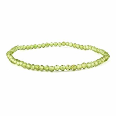 Olivin | Peridot facettiertes Ø 3 mm Kugel | Perlen Armband flexibel und dehnbar Edelsteine Heilsteine bei Wunderstein24