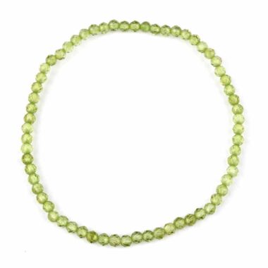 Olivin | Peridot facettiertes Ø 3 mm Kugel | Perlen Armband flexibel und dehnbar Edelsteine Heilsteine bei Wunderstein24