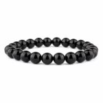Onyx schwarz Ø 8 mm Kugel | Perlen Armband flexibel und dehnbar Edelsteine Heilsteine bei Wunderstein24