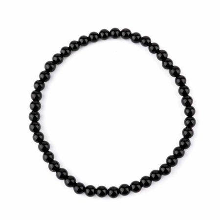 Onyx schwarz Ø 4,5 mm Kugel | Perlen Armband flexibel und dehnbar Edelsteine Heilsteine bei Wunderstein24