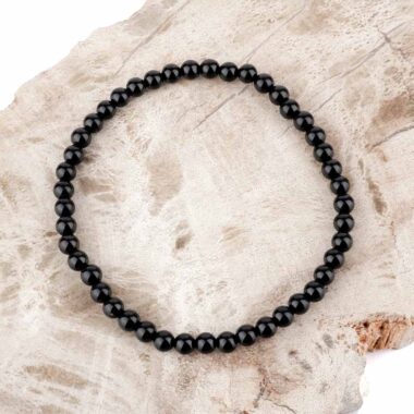 Onyx schwarz Ø 4,5 mm Kugel | Perlen Armband flexibel und dehnbar Edelsteine Heilsteine bei Wunderstein24