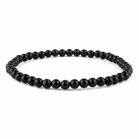 Onyx schwarz Ø 4,5 mm Kugel | Perlen Armband flexibel und dehnbar Edelsteine Heilsteine bei Wunderstein24