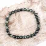 Rutilquarz grün | Aktinolith Ø 6 mm Kugel | Perlen Armband flexibel und dehnbar Edelsteine Heilsteine bei Wunderstein24