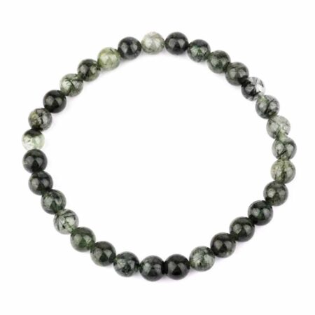 Rutilquarz grün | Aktinolith Ø 6 mm Kugel | Perlen Armband flexibel und dehnbar Edelsteine Heilsteine bei Wunderstein24
