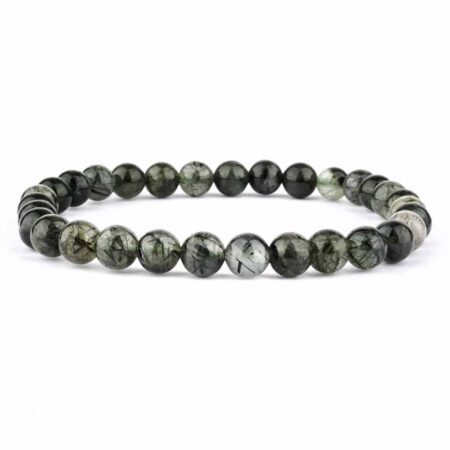 Rutilquarz grün | Aktinolith Ø 6 mm Kugel | Perlen Armband flexibel und dehnbar Edelsteine Heilsteine bei Wunderstein24