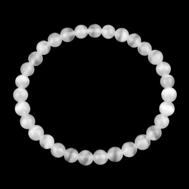 Selenit Ø 6 mm Kugel | Perlen Armband flexibel und dehnbar Edelsteine Heilsteine bei Wunderstein24