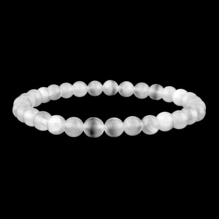 Selenit Ø 6 mm Kugel | Perlen Armband flexibel und dehnbar Edelsteine Heilsteine bei Wunderstein24