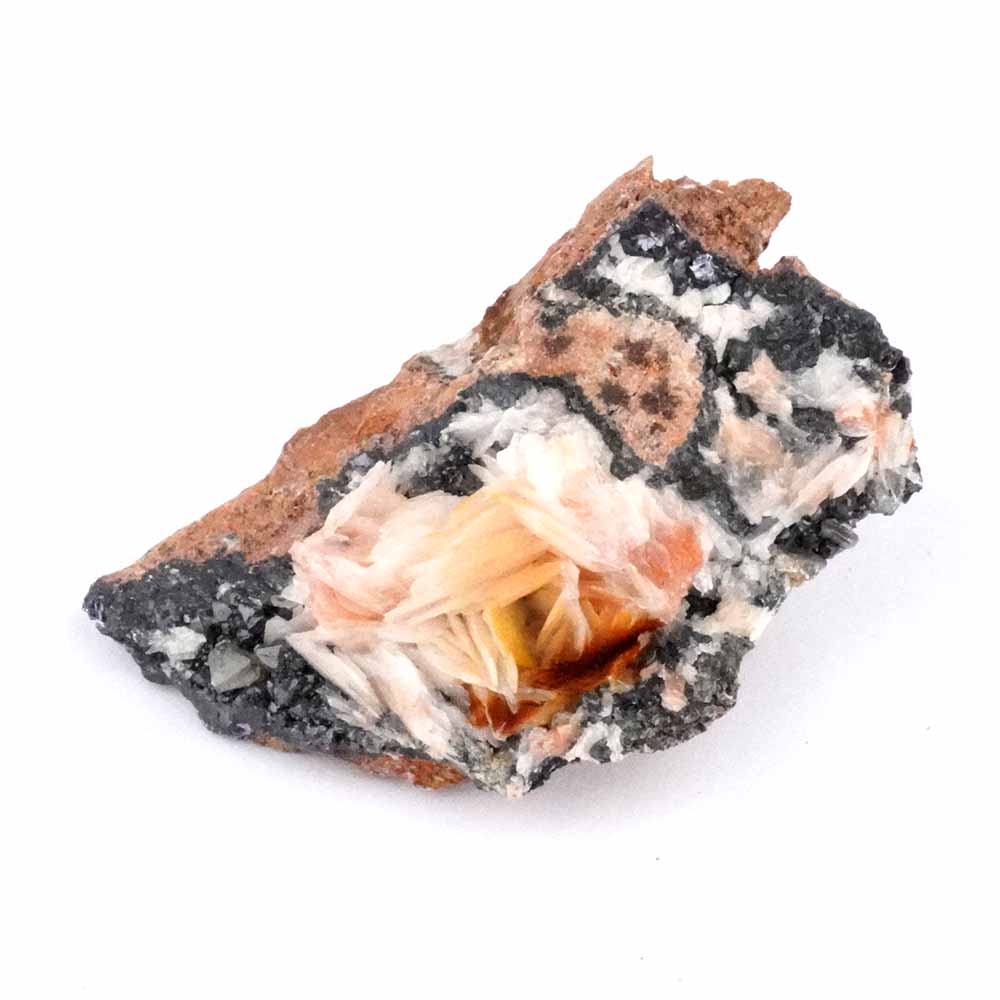 Cerussit Stufe auf Baryt mit Bleiglanz Ø 73 mm aus Marokko Edelsteine Heilsteine bei Wunderstein24 Cerussit Stufe auf Baryt mit Bleiglanz Ø 73 mm aus Marokko Edelsteine Heilsteine bei Wunderstein24