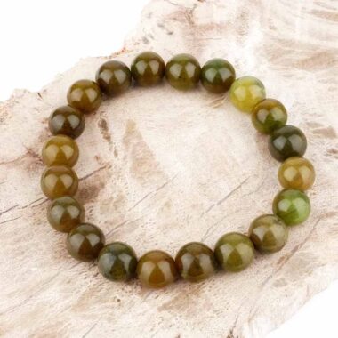 Nephrit Jade Ø 10 mm Kugel Edelstein Armband flexibel und dehnbar Edelsteine Heilsteine bei Wunderstein24