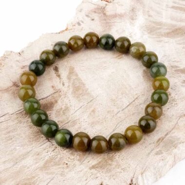 Nephrit Jade Ø 8 mm Kugel Edelstein Armband flexibel und dehnbar Edelsteine Heilsteine bei Wunderstein24