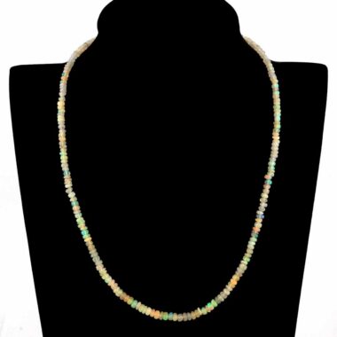 Opal Perlenkette ca. 45 cm mit 925 Sterling-Silber Verschluss aus Äthiopien Edelsteine Heilsteine bei Wunderstein24