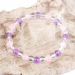 Amethyst | Bergkristall | Rosenquarz Ø 6 mm Kugel Edelstein Armband flexibel und dehnbar Edelsteine Heilsteine bei Wunderstein24