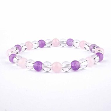 Amethyst | Bergkristall | Rosenquarz Ø 6 mm Kugel Edelstein Armband flexibel und dehnbar Edelsteine Heilsteine bei Wunderstein24