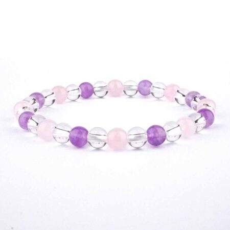Amethyst | Bergkristall | Rosenquarz Ø 6 mm Kugel Edelstein Armband flexibel und dehnbar Edelsteine Heilsteine bei Wunderstein24