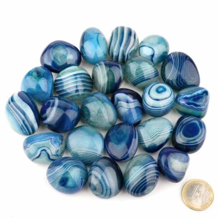 Achat | Streifenachat blau Trommelsteine Ø 28 – 40 mm Edelsteine Heilsteine bei Wunderstein24