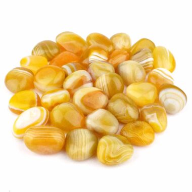 Achat | Streifenachat gelb Trommelsteine Ø 25 – 35 mm Edelsteine Heilsteine bei Wunderstein24