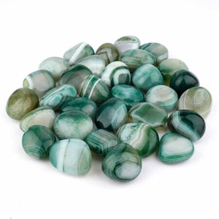 Achat | Streifenachat grün Trommelsteine Ø 25 – 40 mm Edelsteine Heilsteine bei Wunderstein24